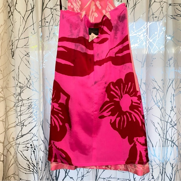 VINTAGE CHRISTIAN LACROIX pink silk cotton floral print sleeveless dress - Picture 9 of 13